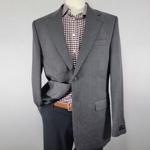 Express Design Studio Men's Sport Coat Blazer Two Button Gray 100s Wool 42L‎ NEW